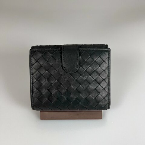 全新品 BV 黑小編織對折扣式短夾
