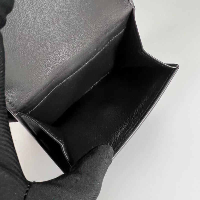 全新品 BV 黑小編織對折扣式短夾-7