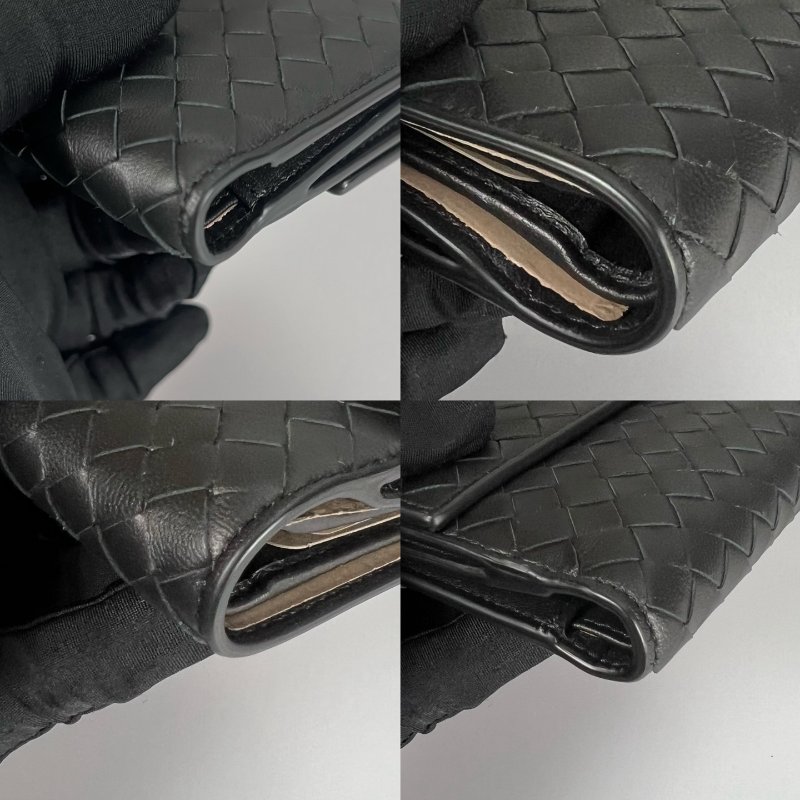 全新品 BV 黑小編織對折扣式短夾-8