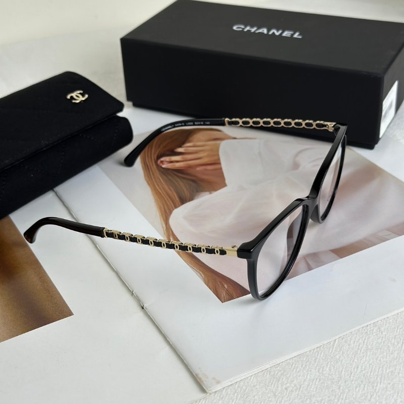 CHANEL 雙C皮穿鍊平光眼鏡-1