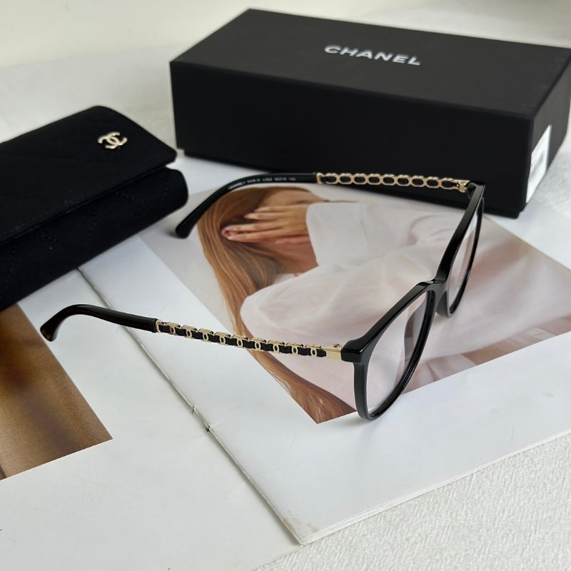 CHANEL 雙C皮穿鍊平光眼鏡-2