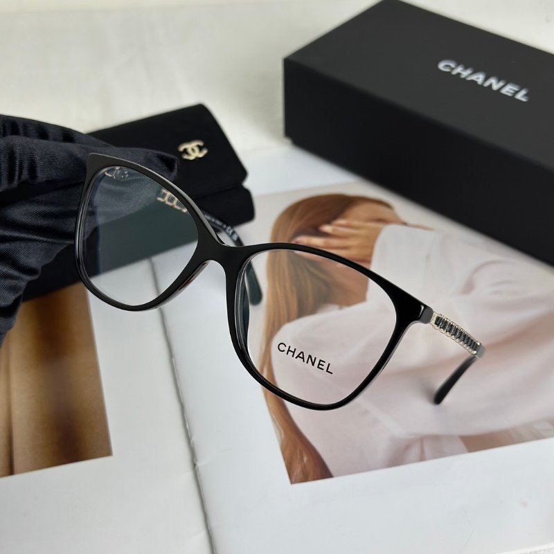 CHANEL 雙C皮穿鍊平光眼鏡-6