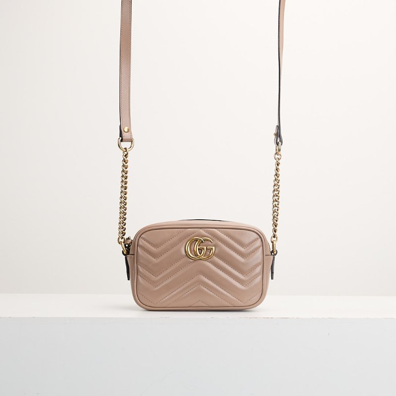 二手Gucci marmont 24 相機包/奶茶色-0