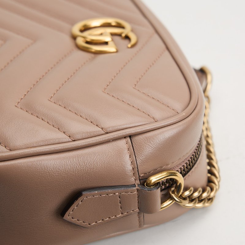 二手Gucci marmont 24 相機包/奶茶色-10