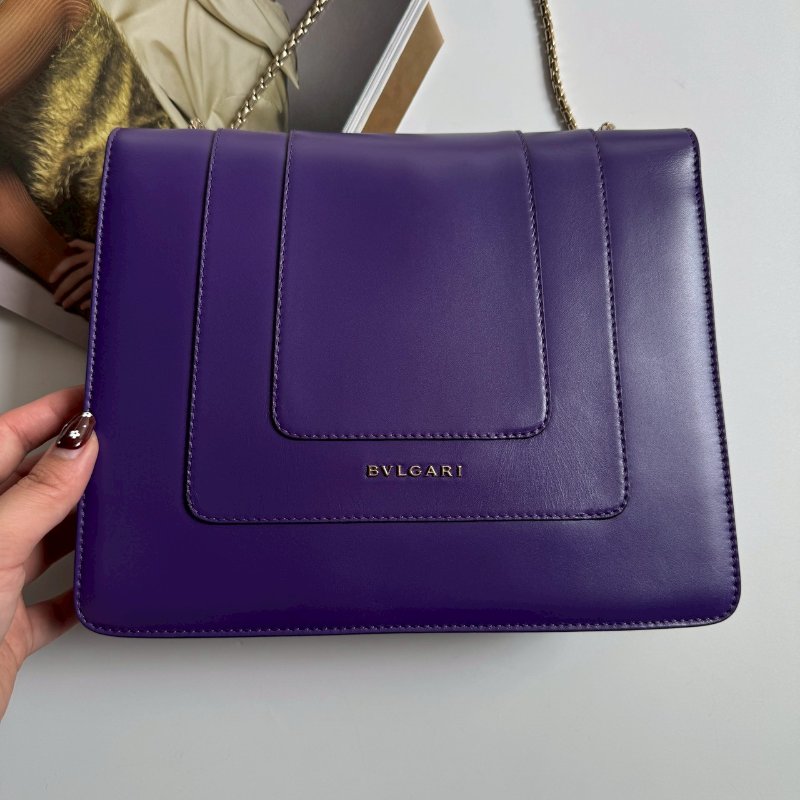 ✨明星同款 Bvlgari 紫色蛇頭肩背包-1
