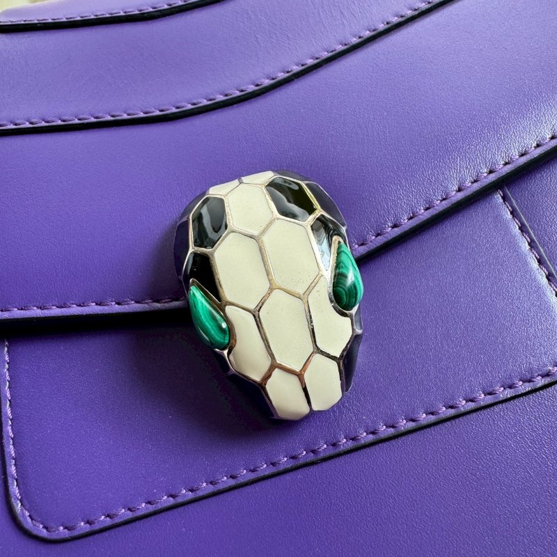 ✨明星同款 Bvlgari 紫色蛇頭肩背包-2