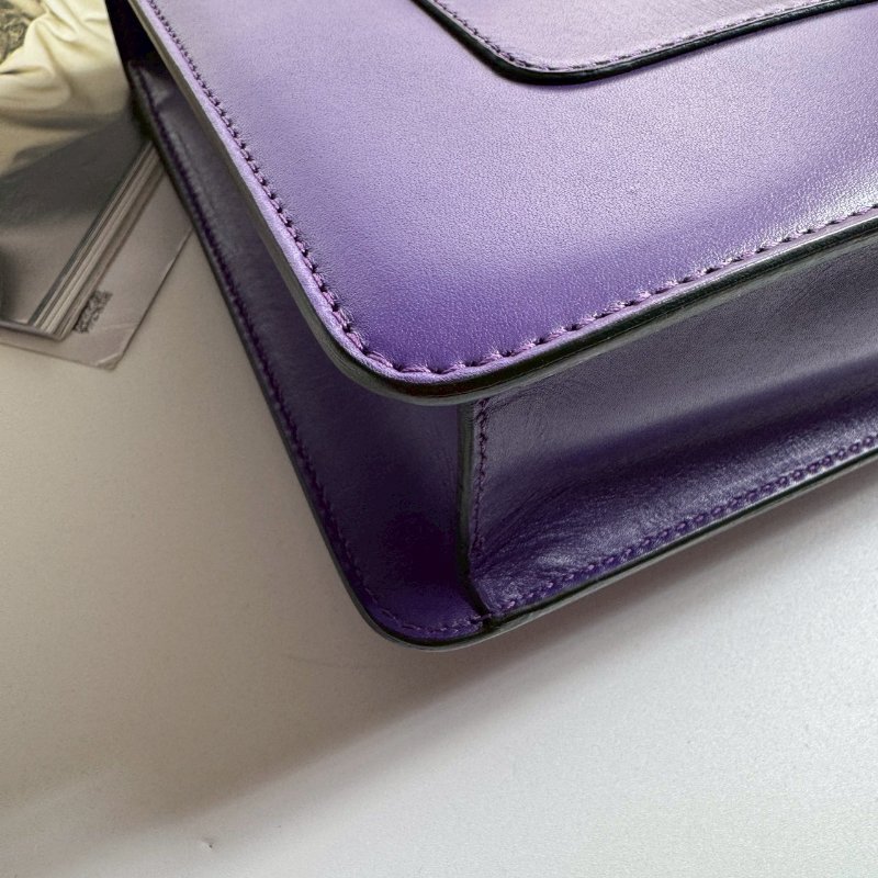 ✨明星同款 Bvlgari 紫色蛇頭肩背包-5