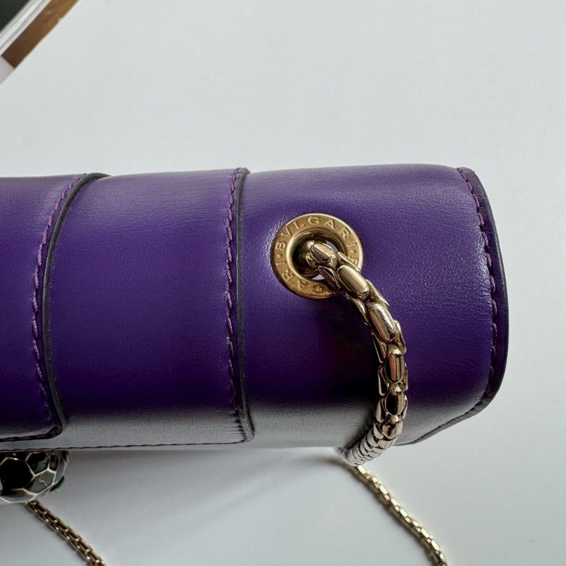 ✨明星同款 Bvlgari 紫色蛇頭肩背包-11
