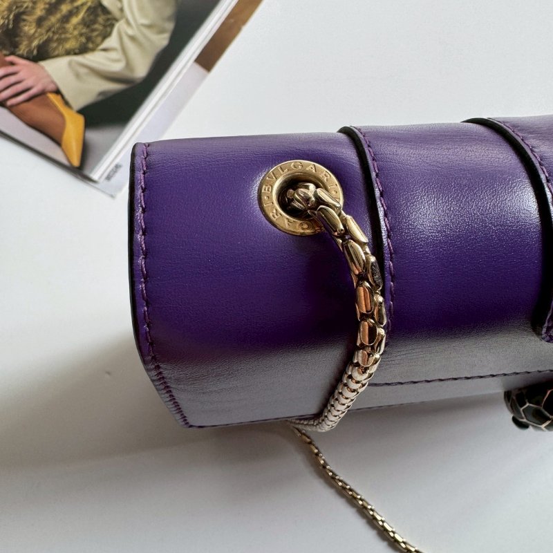 ✨明星同款 Bvlgari 紫色蛇頭肩背包-12