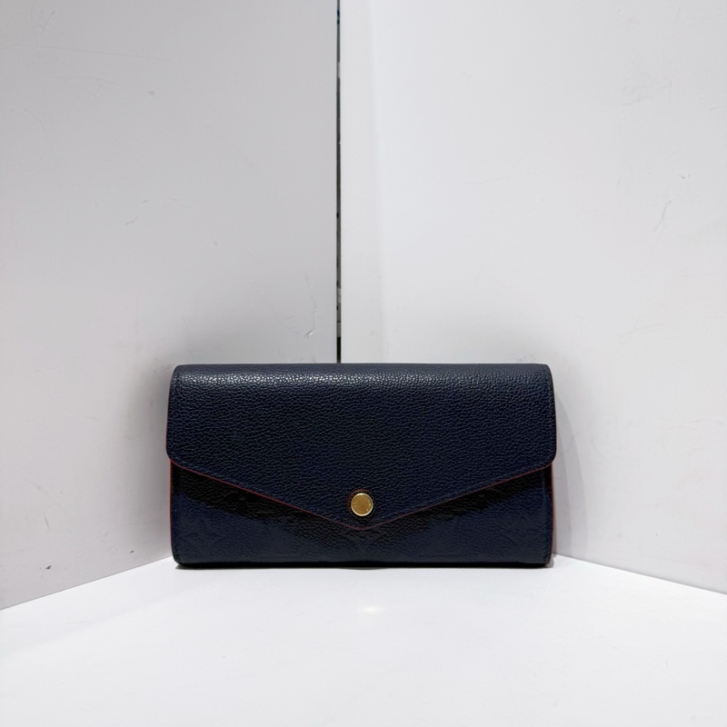 路易威登/Louis Vuitton LV sarah純皮款信封錢包 芯片款 午夜藍 卡包錢包二合一-0