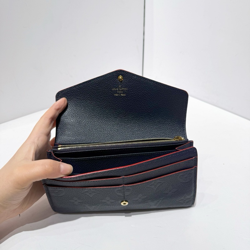 路易威登/Louis Vuitton LV sarah純皮款信封錢包 芯片款 午夜藍 卡包錢包二合一-2