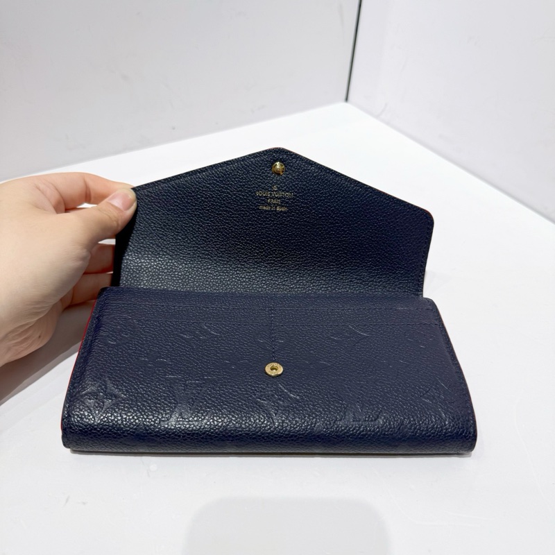 路易威登/Louis Vuitton LV sarah純皮款信封錢包 芯片款 午夜藍 卡包錢包二合一-4