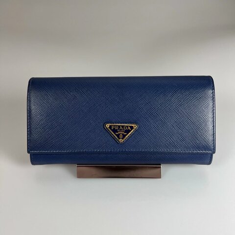 PRADA   藍釦式掀蓋長夾