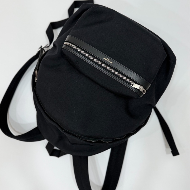 Yves Saint Laurent 聖羅蘭 YSL 黑色 尼龍 後背包 雙肩包 肩背包-7