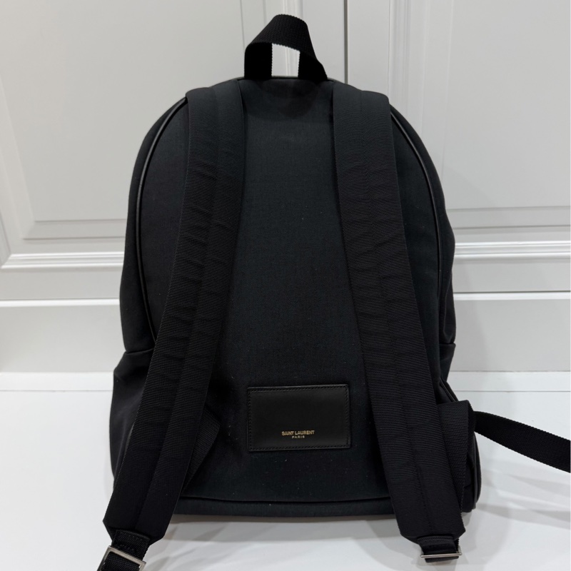 Yves Saint Laurent 聖羅蘭 YSL 黑色 尼龍 後背包 雙肩包 肩背包-8