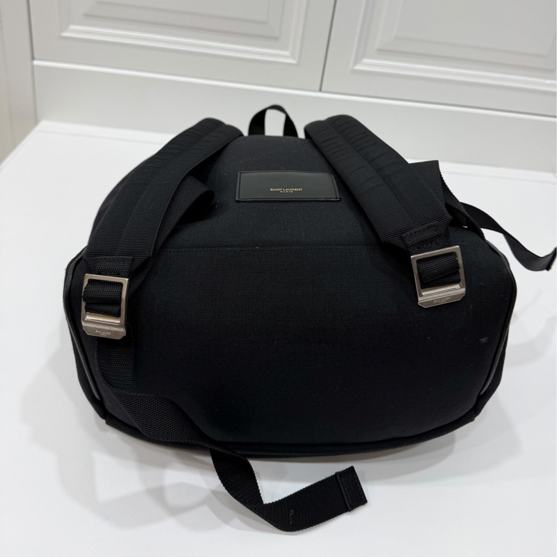 Yves Saint Laurent 聖羅蘭 YSL 黑色 尼龍 後背包 雙肩包 肩背包-9