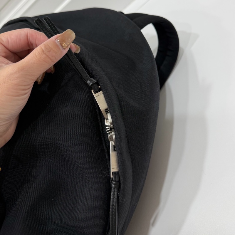 Yves Saint Laurent 聖羅蘭 YSL 黑色 尼龍 後背包 雙肩包 肩背包-14