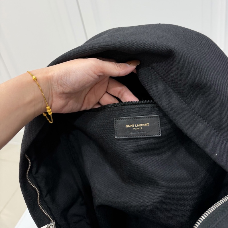 Yves Saint Laurent 聖羅蘭 YSL 黑色 尼龍 後背包 雙肩包 肩背包-16