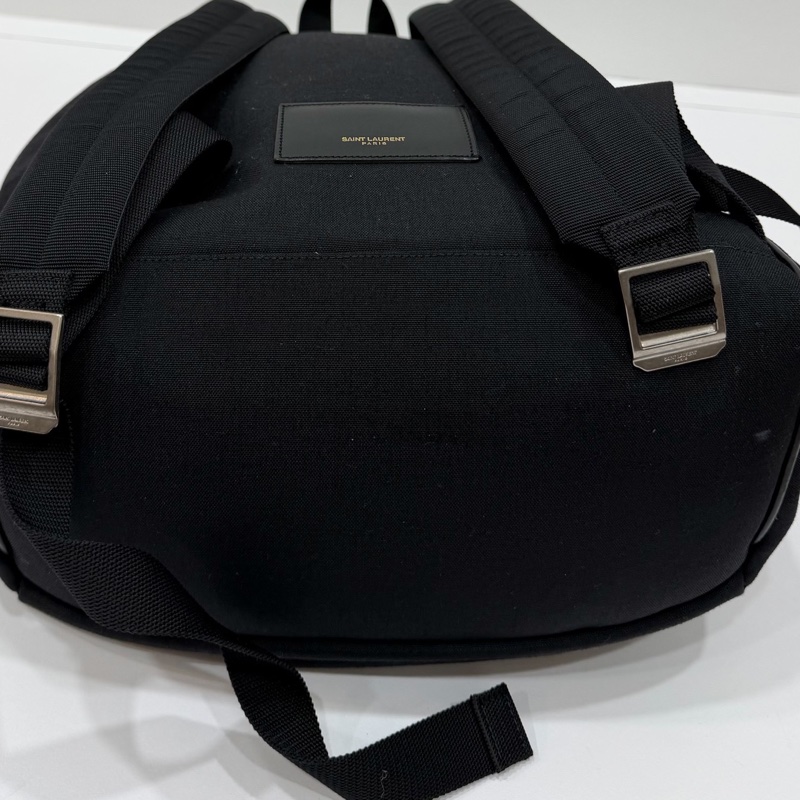 Yves Saint Laurent 聖羅蘭 YSL 黑色 尼龍 後背包 雙肩包 肩背包-23