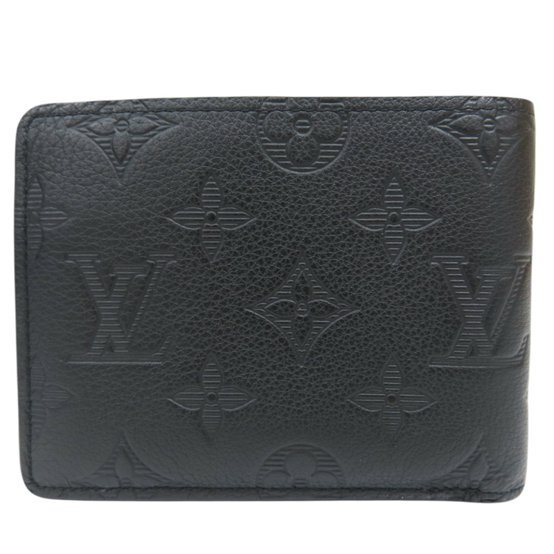 黑色 壓紋牛皮 原花 Multiple 短夾【LOUIS VUITTON LV 路易威登】 M62901-1