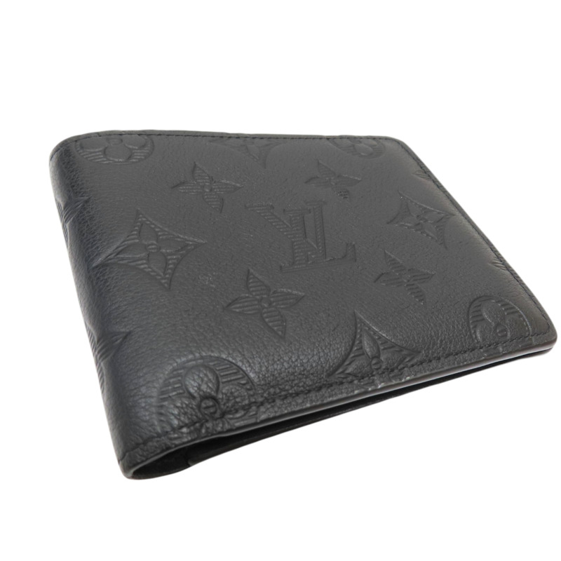 黑色 壓紋牛皮 原花 Multiple 短夾【LOUIS VUITTON LV 路易威登】 M62901-2