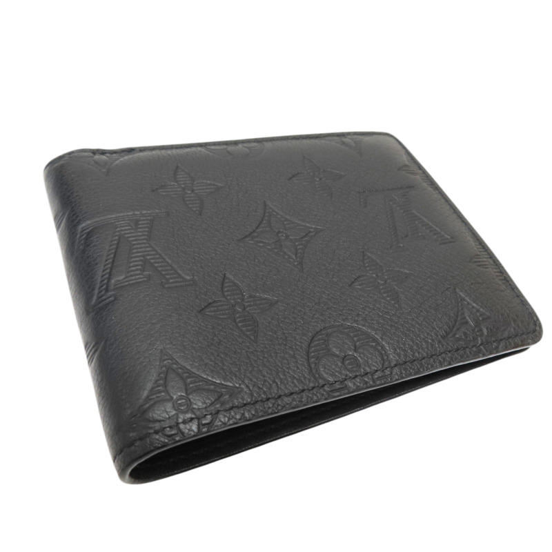 黑色 壓紋牛皮 原花 Multiple 短夾【LOUIS VUITTON LV 路易威登】 M62901-3