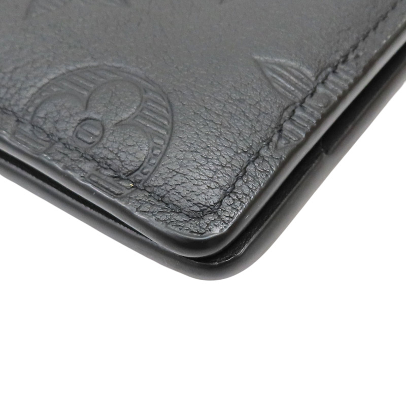 黑色 壓紋牛皮 原花 Multiple 短夾【LOUIS VUITTON LV 路易威登】 M62901-9