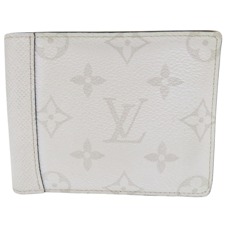 白色 原花 PVC塗層帆布 短夾【LOUIS VUITTON LV 路易威登】 M30896-1