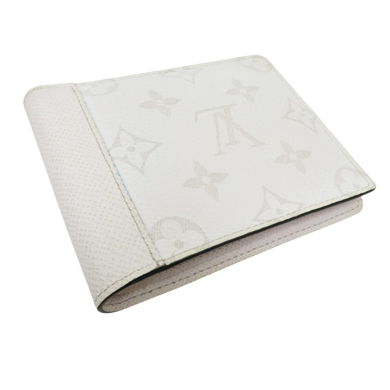 白色 原花 PVC塗層帆布 短夾【LOUIS VUITTON LV 路易威登】 M30896-3