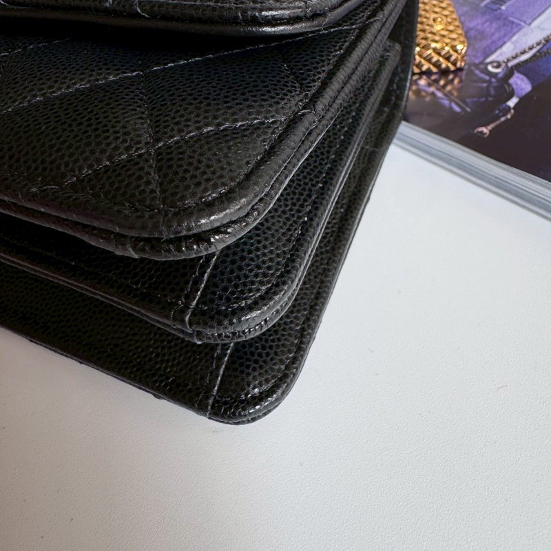 😍附金色可愛小吊飾 Chanel 黑色荔枝皮雙鏈包-6