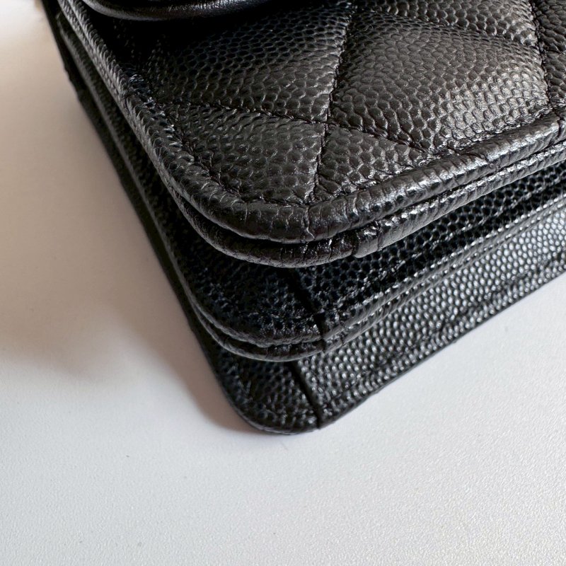 😍附金色可愛小吊飾 Chanel 黑色荔枝皮雙鏈包-7