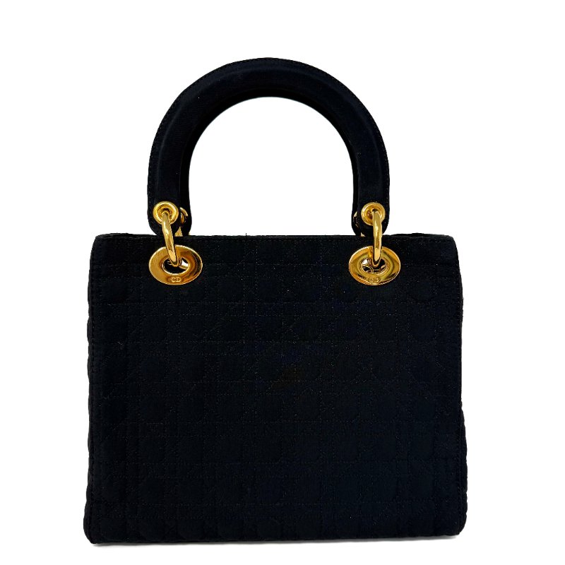 迪奧 Dior Lady Dior 黑色 Black 帆布 藤格紋 三格 黛妃包 戴妃包 手挽肩背兩用袋 手提包 斜背包 單肩包-2