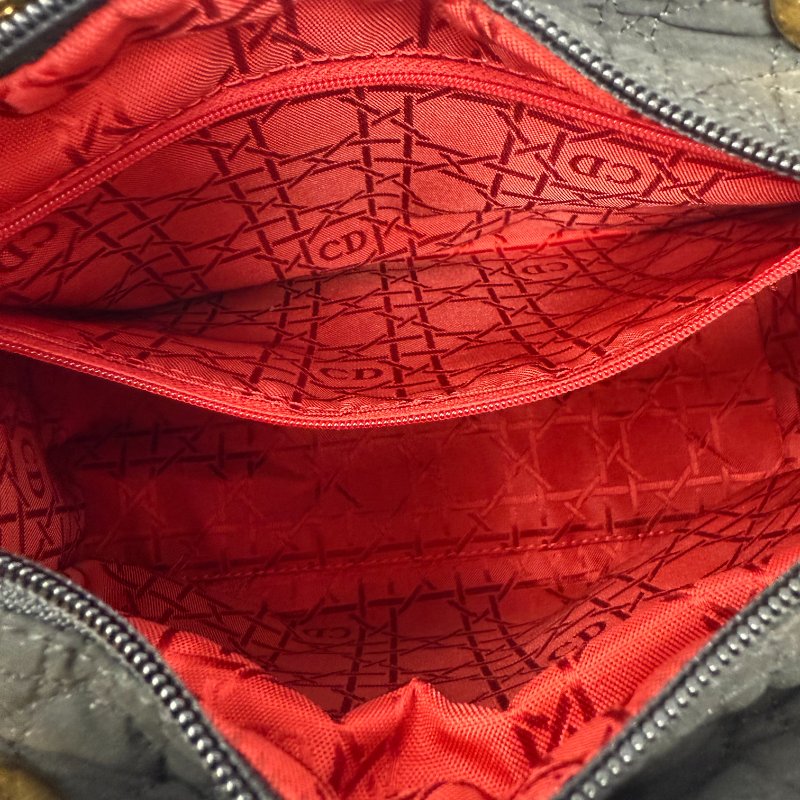 迪奧 Dior Lady Dior 黑色 Black 帆布 藤格紋 三格 黛妃包 戴妃包 手挽肩背兩用袋 手提包 斜背包 單肩包-4