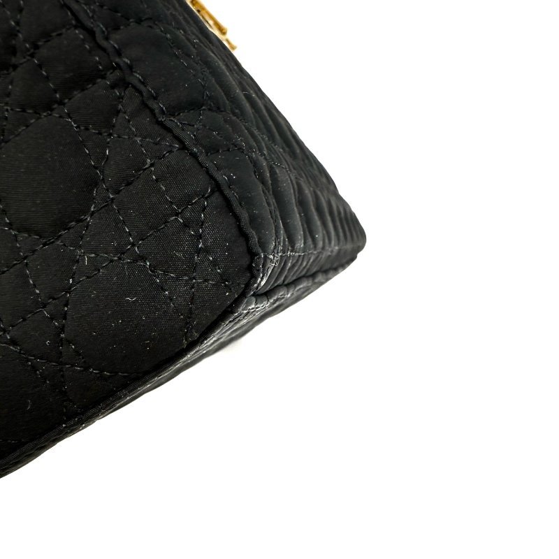 迪奧 Dior Lady Dior 黑色 Black 帆布 藤格紋 三格 黛妃包 戴妃包 手挽肩背兩用袋 手提包 斜背包 單肩包-6