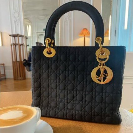 迪奧 Dior Lady Dior 黑色 Black 帆布 藤格紋 三格 黛妃包 戴妃包 手挽肩背兩用袋 手提包 斜背包 單肩包-11