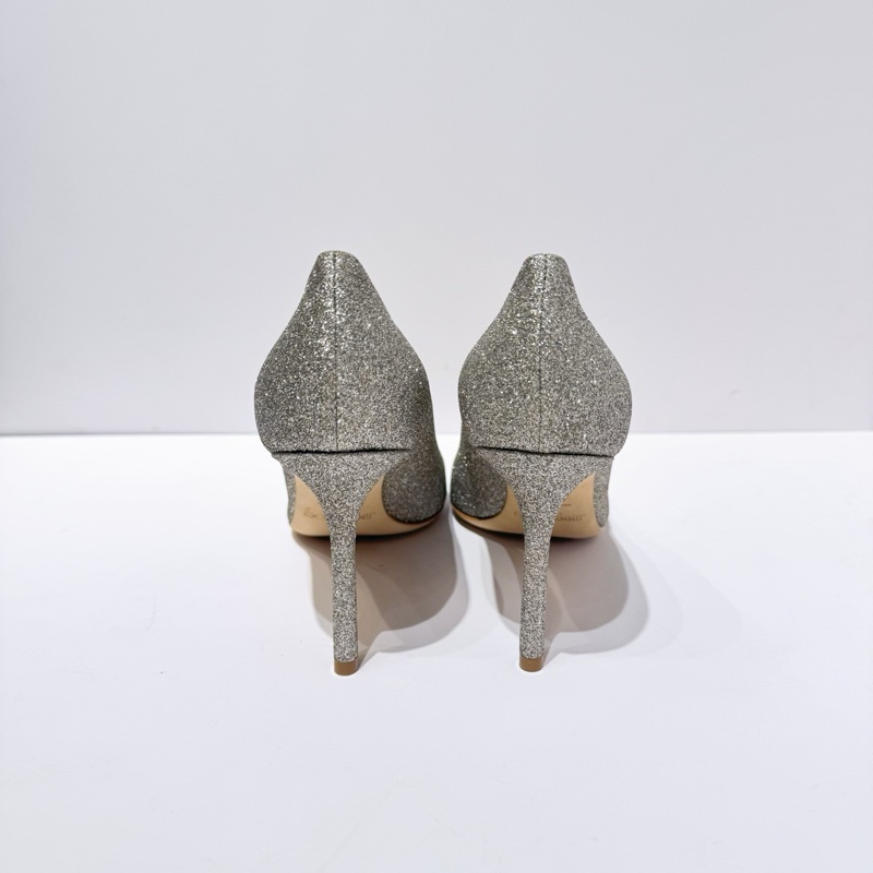 Jimmy Choo romy85  38碼銀色粗粒閃粉亮片面 有盒-3