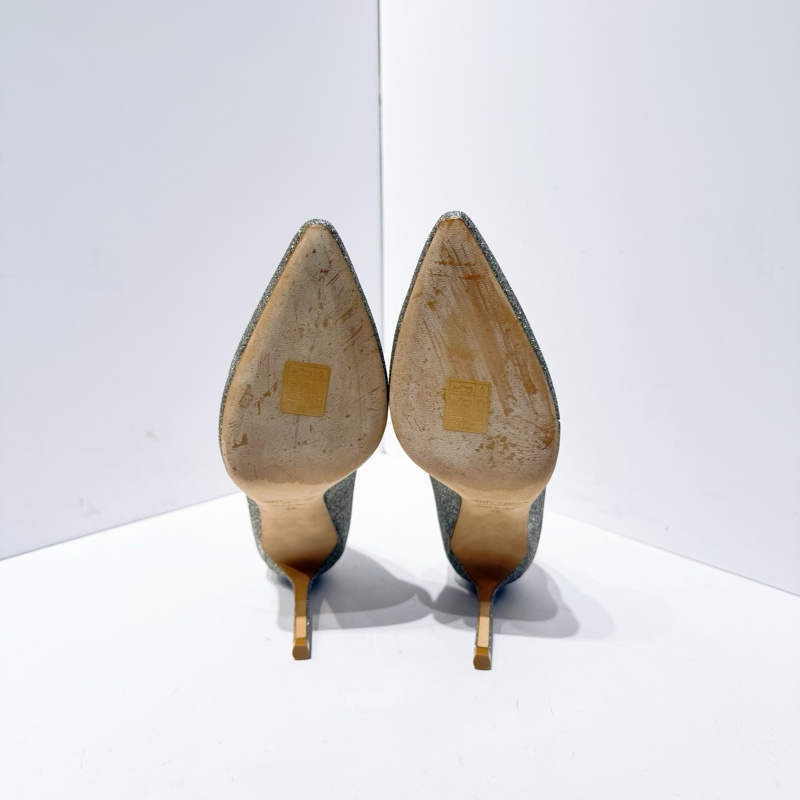 Jimmy Choo romy85  38碼銀色粗粒閃粉亮片面 有盒-5