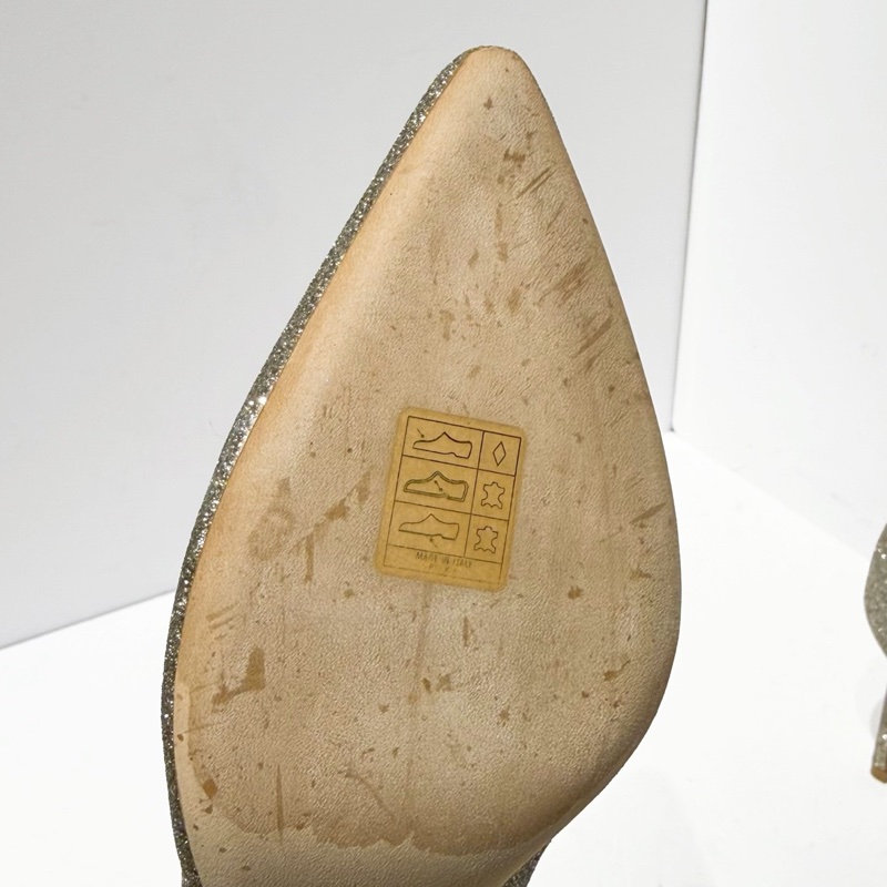 Jimmy Choo romy85  38碼銀色粗粒閃粉亮片面 有盒-6