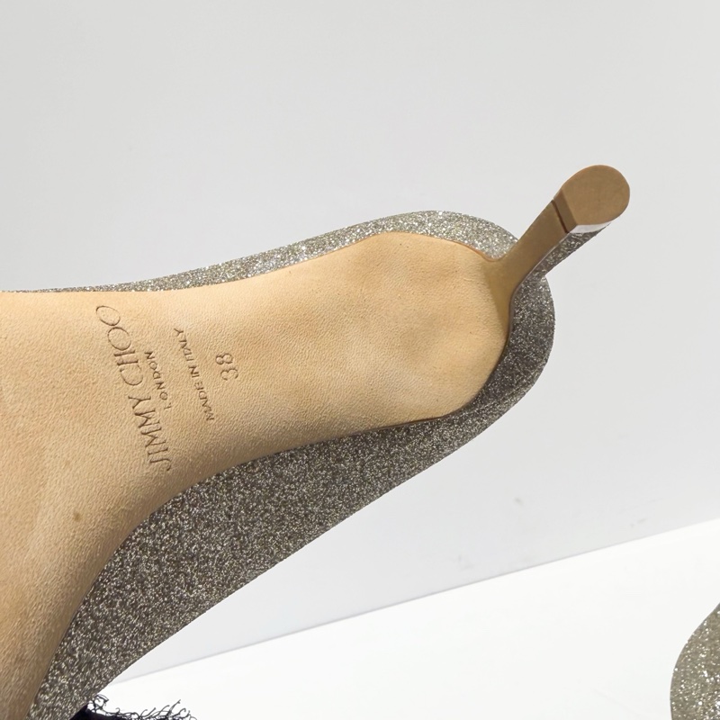 Jimmy Choo romy85  38碼銀色粗粒閃粉亮片面 有盒-9
