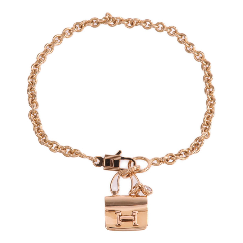 HERMES 18K玫瑰金Amulettes Constance Bracelet鑽石手鏈-3