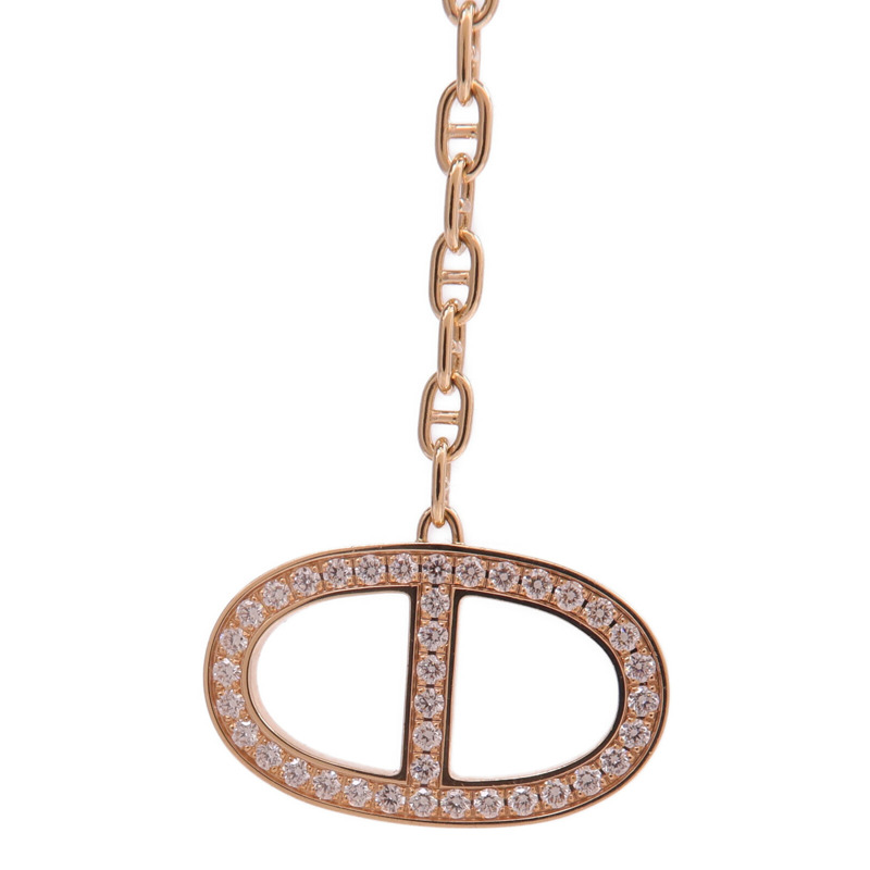 HERMES 18K玫瑰金Chaine d'ancre Contour Pendant Large鑽石項鍊-3