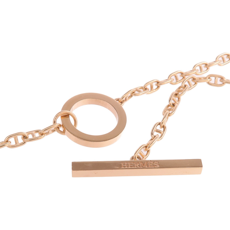 HERMES 18K玫瑰金Chaine d'ancre Contour Pendant Large鑽石項鍊-6
