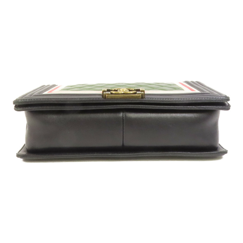 CHANEL 牛皮皮革Boy 28金扣鏈帶肩背袋-3