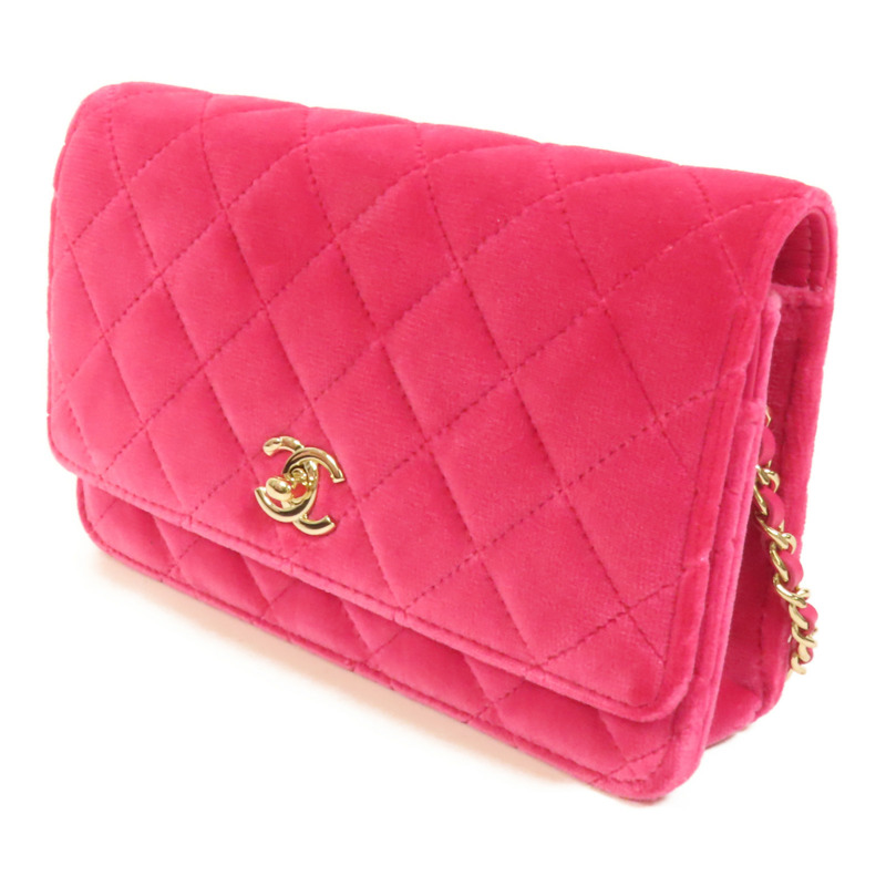 CHANEL 天鵝絨WOC Wallet On Chain金扣鏈帶肩背袋-2