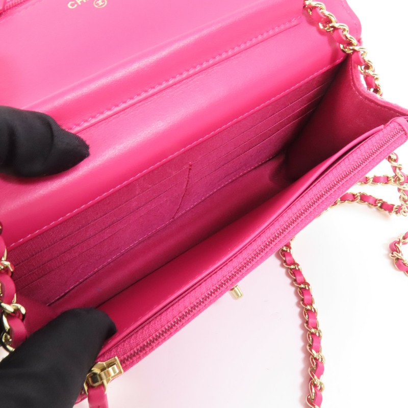 CHANEL 天鵝絨WOC Wallet On Chain金扣鏈帶肩背袋-4