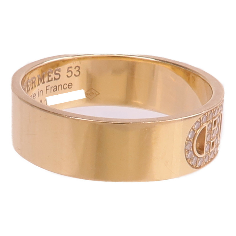 HERMES 18K玫瑰金H d'ancre Ring鑽石戒指Hermes#53/US#6.5-3