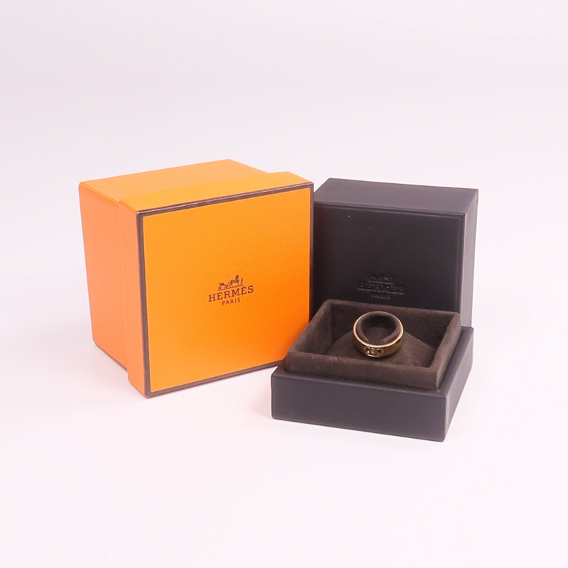 HERMES 18K玫瑰金H d'ancre Ring鑽石戒指Hermes#53/US#6.5-8