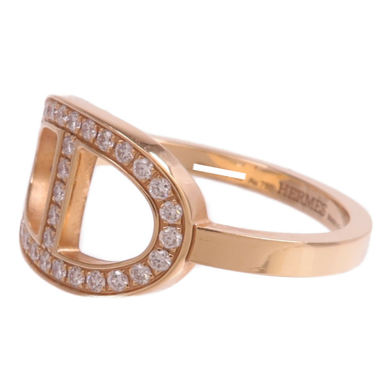HERMES 18K玫瑰金Chaine d'ancre Contour Ring鑽石戒指Hermes#53/US#6.5-2