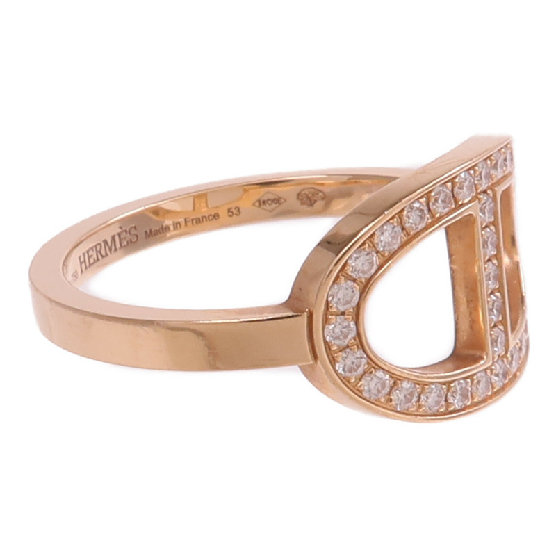 HERMES 18K玫瑰金Chaine d'ancre Contour Ring鑽石戒指Hermes#53/US#6.5-3