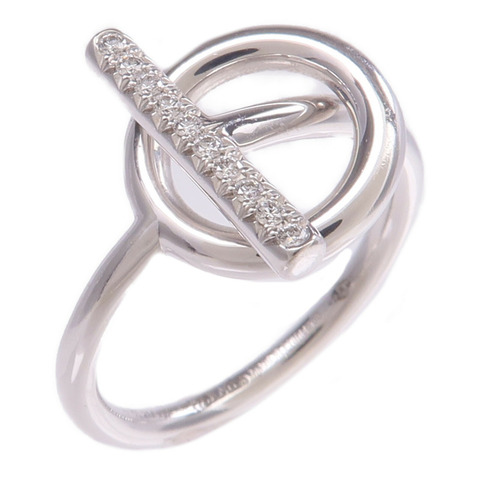 HERMES 18K白金Echappee Ring鑽石戒指Hermes#53/US#6.5